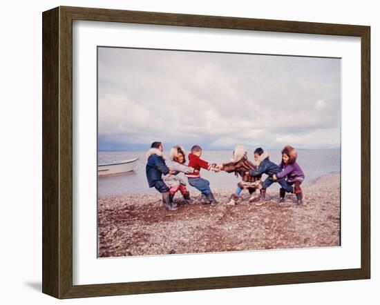 Native Alaskan Children at Play-Ralph Crane-Framed Photographic Print