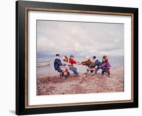 Native Alaskan Children at Play-Ralph Crane-Framed Photographic Print