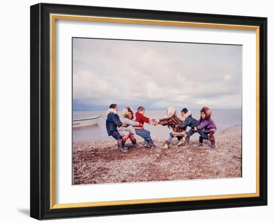 Native Alaskan Children at Play-Ralph Crane-Framed Photographic Print