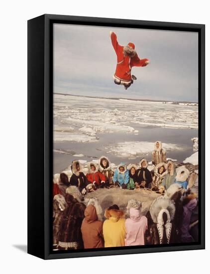 Native Alaskans Playing a Game of Nulukatuk, in Which Individals are Tossed into the Air-Ralph Crane-Framed Premier Image Canvas