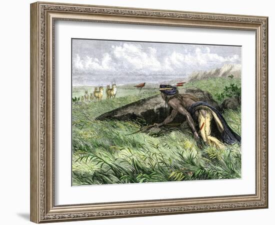 Native American Bow-Hunting Pronghorn Antelope on the Great Plains-null-Framed Giclee Print