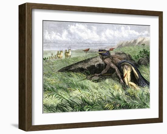 Native American Bow-Hunting Pronghorn Antelope on the Great Plains-null-Framed Giclee Print