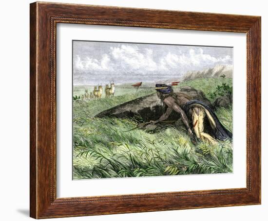 Native American Bow-Hunting Pronghorn Antelope on the Great Plains-null-Framed Giclee Print