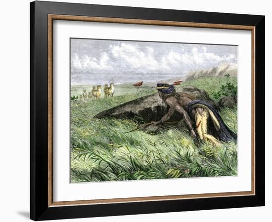 Native American Bow-Hunting Pronghorn Antelope on the Great Plains-null-Framed Giclee Print