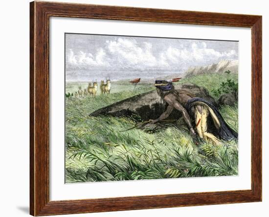 Native American Bow-Hunting Pronghorn Antelope on the Great Plains-null-Framed Giclee Print