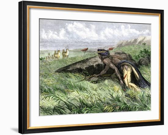 Native American Bow-Hunting Pronghorn Antelope on the Great Plains-null-Framed Giclee Print