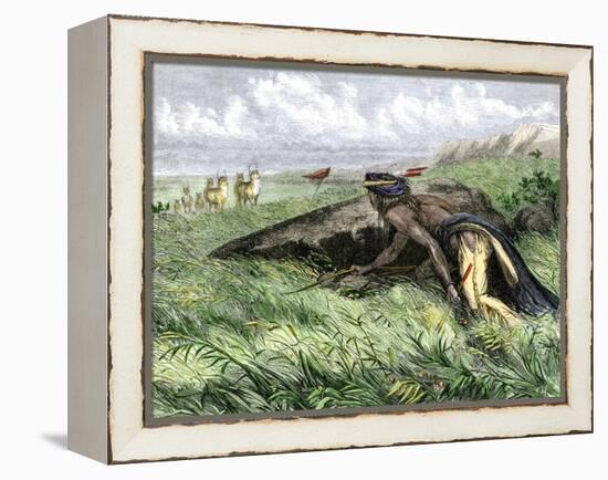 Native American Bow-Hunting Pronghorn Antelope on the Great Plains-null-Framed Premier Image Canvas