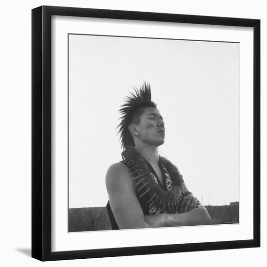 Native American Chief James Rhodd Wearing Headgear and a Bear Claw Necklace-Francis Miller-Framed Photographic Print