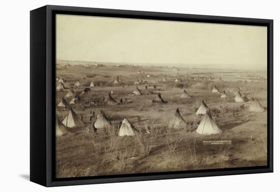 Native American Encampment - Lakota Indians-John C.H. Grabill-Framed Stretched Canvas