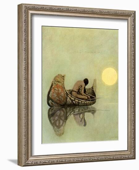 Native American Fishing in a Birchbark Canoe-null-Framed Giclee Print