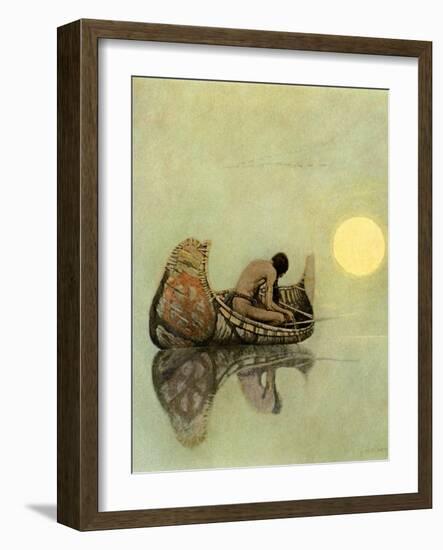 Native American Fishing in a Birchbark Canoe-null-Framed Giclee Print