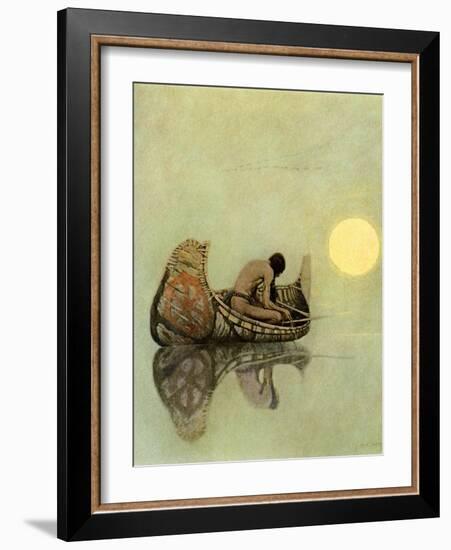 Native American Fishing in a Birchbark Canoe-null-Framed Giclee Print