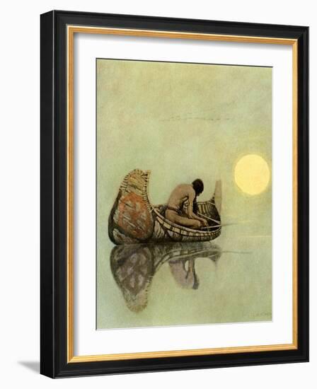 Native American Fishing in a Birchbark Canoe-null-Framed Giclee Print