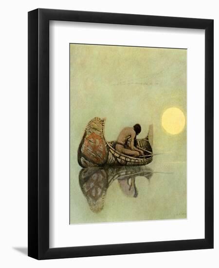 Native American Fishing in a Birchbark Canoe-null-Framed Giclee Print