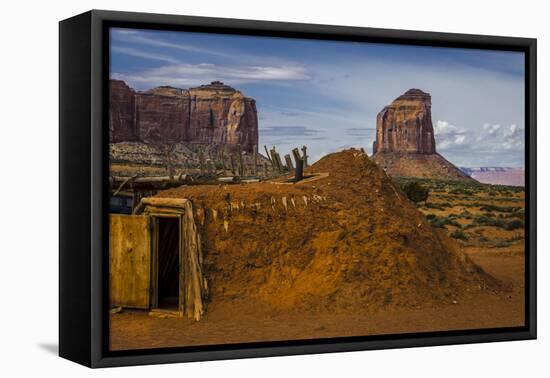 Native American Hogan's and Mitchell Butte in Monument Valley Tribal Park of the Navajo Nation, Az-Jerry Ginsberg-Framed Premier Image Canvas