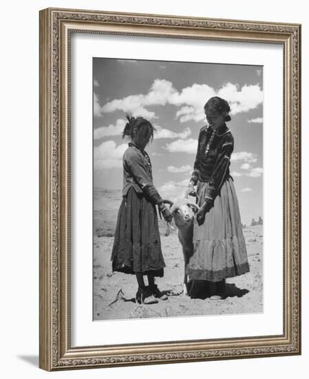 Native American Indian Children Playing with Ram-Loomis Dean-Framed Photographic Print