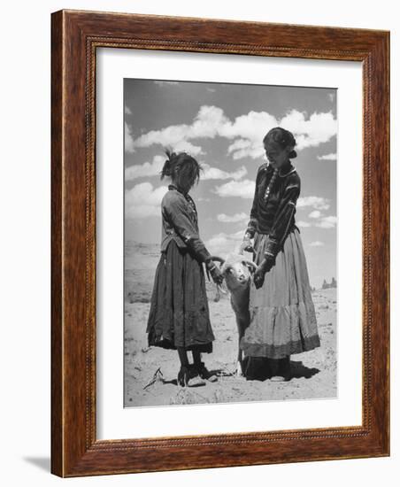 Native American Indian Children Playing with Ram-Loomis Dean-Framed Photographic Print