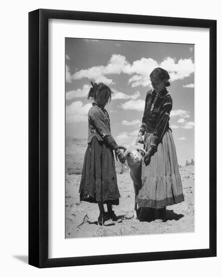 Native American Indian Children Playing with Ram-Loomis Dean-Framed Photographic Print