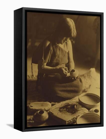 Native American Indian, the Potter (Nampeyo) Hopi-Edward S. Curtis-Framed Premier Image Canvas