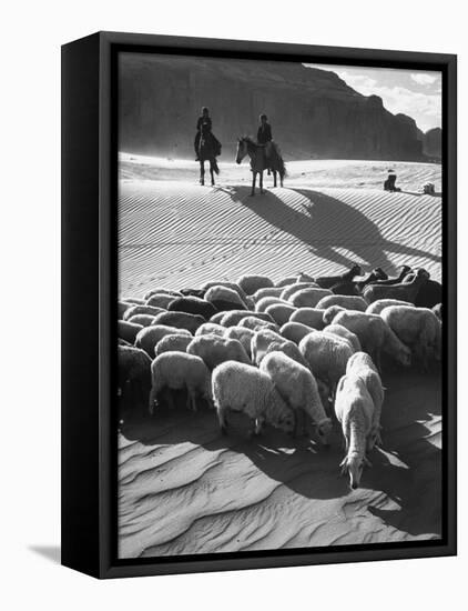 Native American Indians Herd Sheep-Loomis Dean-Framed Premier Image Canvas