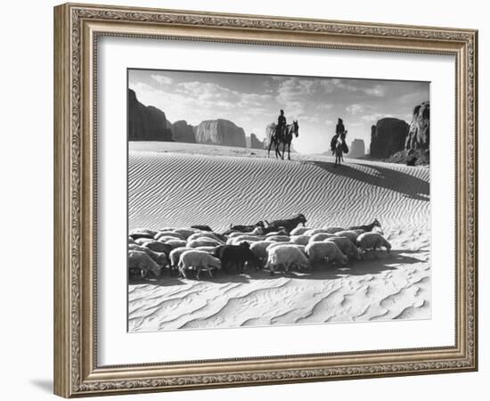 Native American Indians Herding their Sheep Through Desert-Loomis Dean-Framed Photographic Print