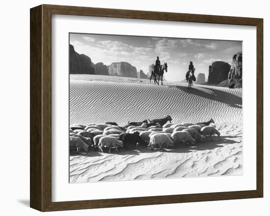 Native American Indians Herding their Sheep Through Desert-Loomis Dean-Framed Photographic Print