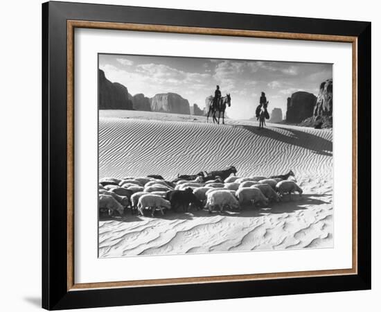 Native American Indians Herding their Sheep Through Desert-Loomis Dean-Framed Photographic Print