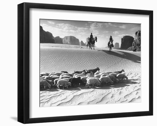 Native American Indians Herding their Sheep Through Desert-Loomis Dean-Framed Photographic Print