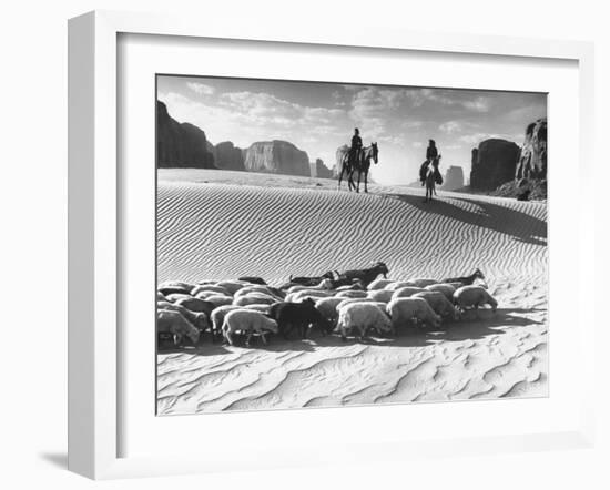 Native American Indians Herding their Sheep Through Desert-Loomis Dean-Framed Photographic Print