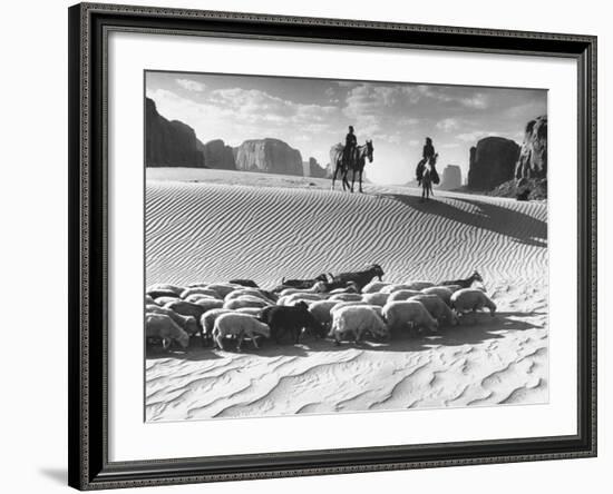 Native American Indians Herding their Sheep Through Desert-Loomis Dean-Framed Photographic Print