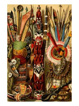 ‘Native American Ornaments and Weapons’ Art Print - F.W. Kuhnert | Art.com