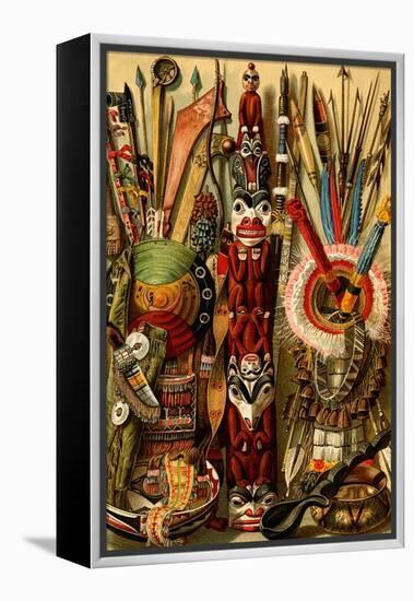 Native American Ornaments and Weapons-F.W. Kuhnert-Framed Stretched Canvas