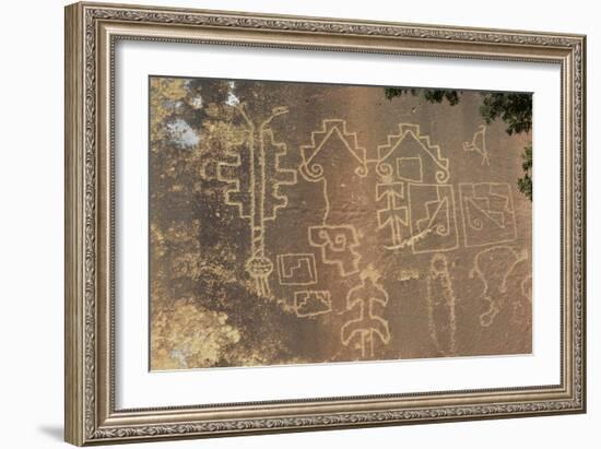 Native American Petroglyphs in Lobo Canyon, Cebolla Wilderness, New Mexico-null-Framed Photographic Print