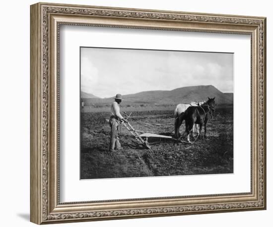 Native American Plowing His Field Photograph - Sacaton Indian Reservation, AZ-Lantern Press-Framed Art Print