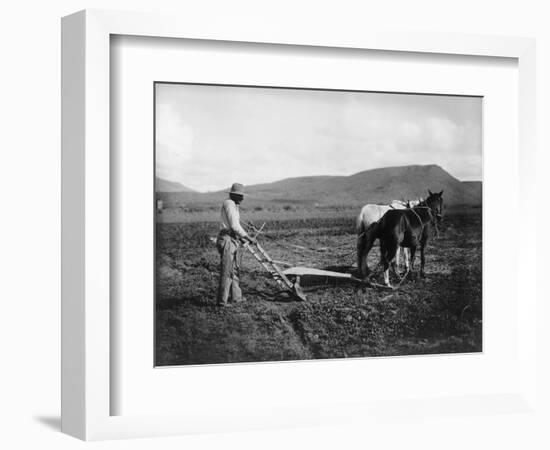 Native American Plowing His Field Photograph - Sacaton Indian Reservation, AZ-Lantern Press-Framed Art Print