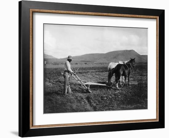 Native American Plowing His Field Photograph - Sacaton Indian Reservation, AZ-Lantern Press-Framed Art Print