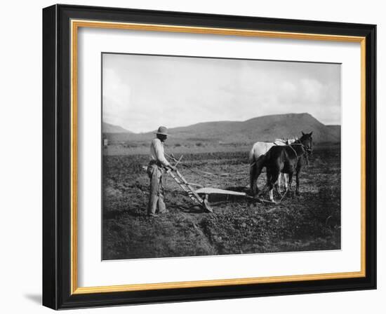 Native American Plowing His Field Photograph - Sacaton Indian Reservation, AZ-Lantern Press-Framed Art Print