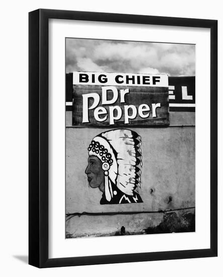 Native American Profile and Dr. Pepper Sign, San Ysidro, New Mexico-Kevin Lange-Framed Photographic Print