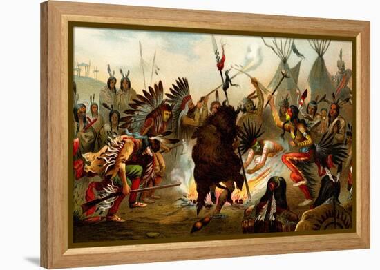 Native American Sioux Dance-F.W. Kuhnert-Framed Stretched Canvas