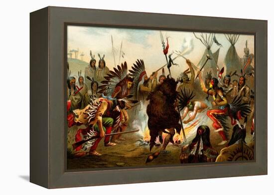 Native American Sioux Dance-F.W. Kuhnert-Framed Stretched Canvas