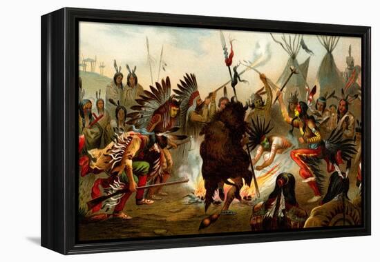 Native American Sioux Dance-F.W. Kuhnert-Framed Stretched Canvas