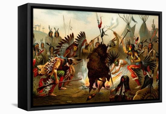 Native American Sioux Dance-F.W. Kuhnert-Framed Stretched Canvas