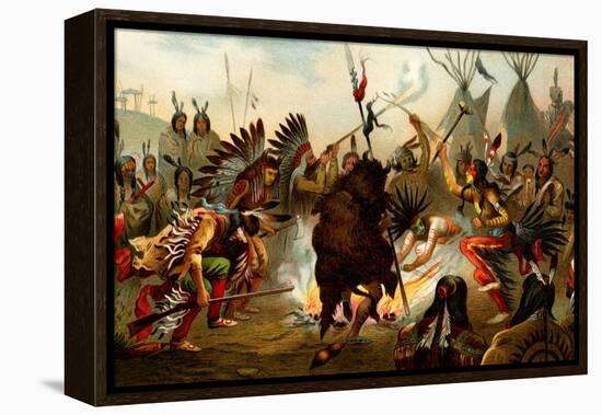 Native American Sioux Dance-F.W. Kuhnert-Framed Stretched Canvas