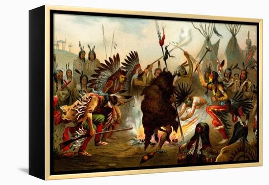 Native American Sioux Dance-F.W. Kuhnert-Framed Stretched Canvas