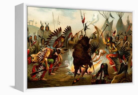 Native American Sioux Dance-F.W. Kuhnert-Framed Stretched Canvas