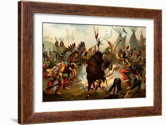 Native American Sioux Dance-F.W. Kuhnert-Framed Art Print