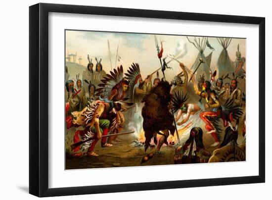 Native American Sioux Dance-F.W. Kuhnert-Framed Art Print