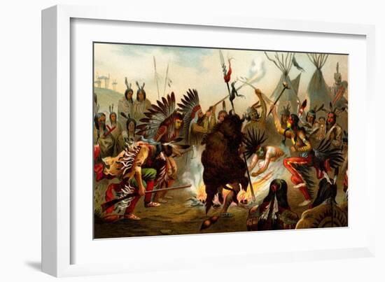 Native American Sioux Dance-F.W. Kuhnert-Framed Art Print