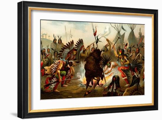 Native American Sioux Dance-F.W. Kuhnert-Framed Art Print