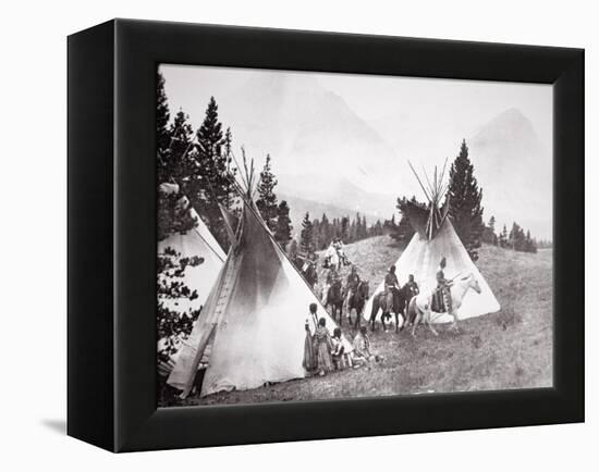 Native American Teepee Camp, Montana, C.1900 (B/W Photo)-American Photographer-Framed Premier Image Canvas